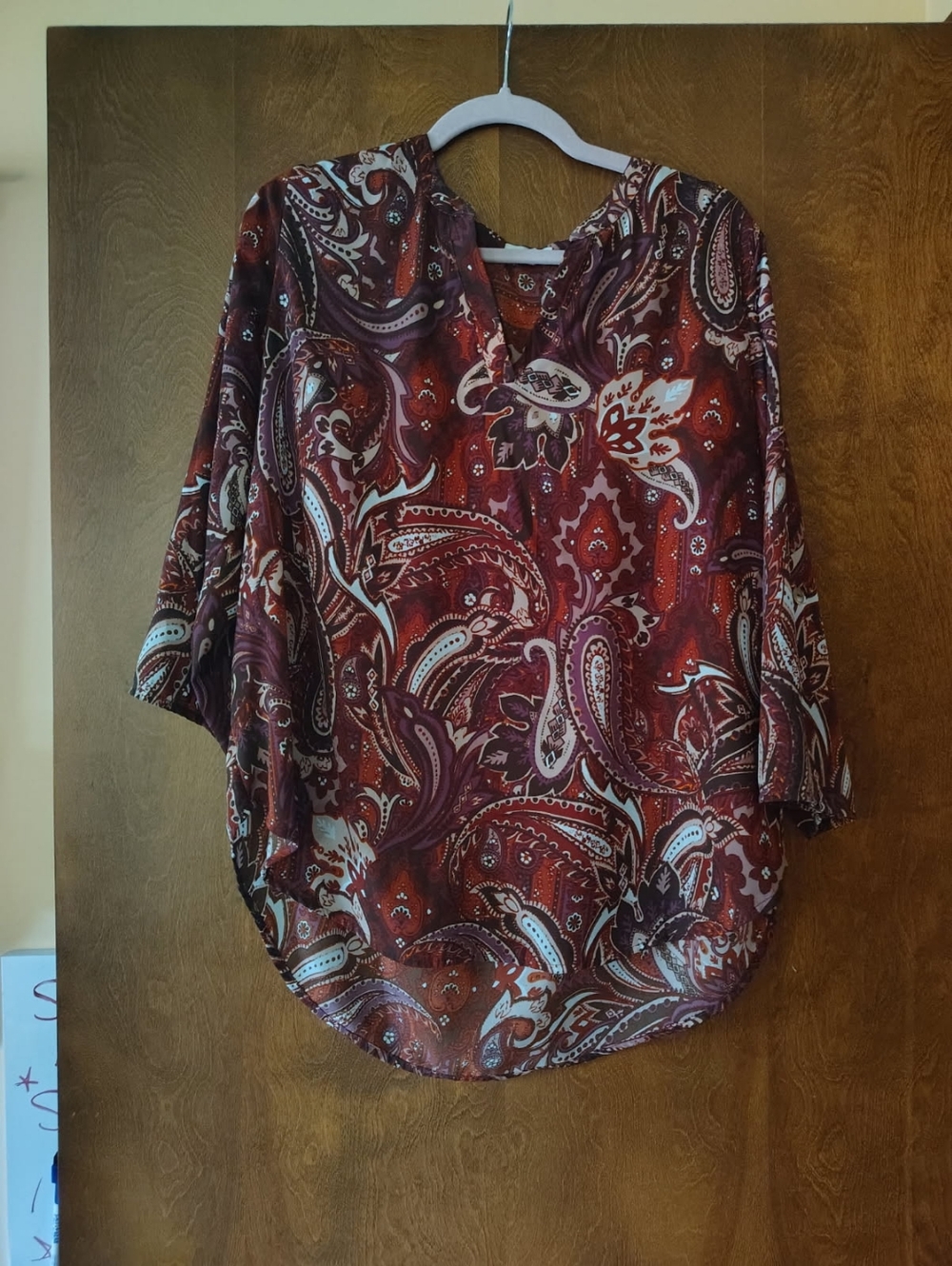 Maurices Red Paisley V-Neck Blouse